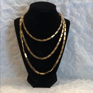 Faux Gold Block link long necklace